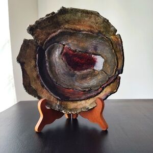 Abstract Art | decorative pottery bowl with transparent iridescent glaze